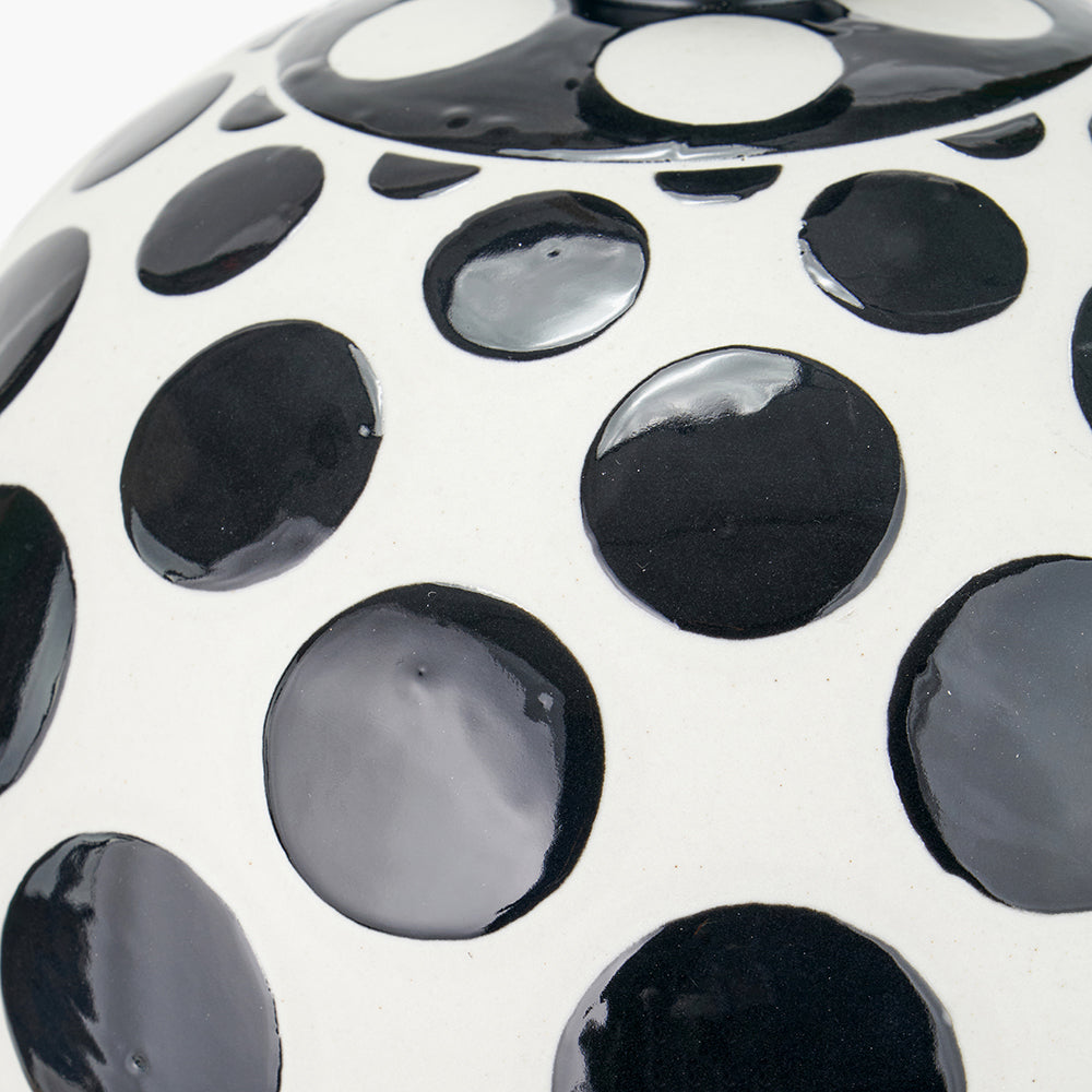 Larisa Black Polka Dot Ceramic Table Lamp - Base Only